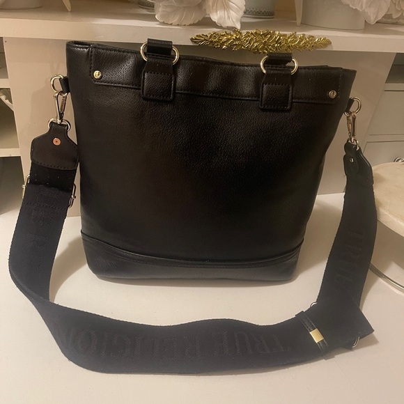 True Religion Black Leather Bag with Gold Accents - Picture 12 of 16
